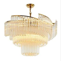 Lustre en cristal led créatif pour salon chambre lustres de cuisine luminaires de luxe à chaîne ronde en or avec ampoule gratuite