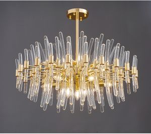 Creative LED cristal lampes suspendues or luxe lustre ferme luminaires en métal pour salon chambre salle à manger