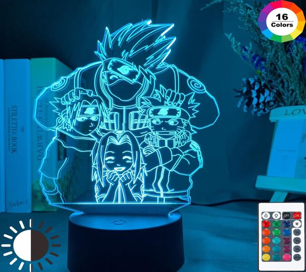 Créative LED Night Light Naruto Kakashi Sasuke Sakura Manga Anime Friends Comic Comic Lampe Cartoon Kids 3D Lamp Boys Child XMA2653445