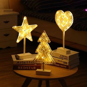 Creative Led Stars Tafe lamp Kerstmis Tree Lights Desk Lamp voor Home Festival Wedding Decor Night Lamp Battery Operated214G