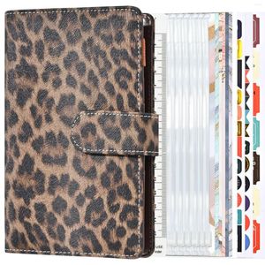 Creative Leopard Print Hand Ledger A6 Plan Book Binder 6 Holes Cash Budget Notebook Office Stationery