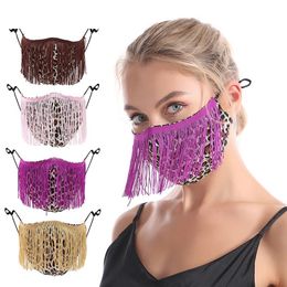 Creative Leopard Tassel Gezichtsmaskers Mode Trend Nachtclub Bar Maskers Wasbaar Herbruikbaar 4 Stijl Party Mask