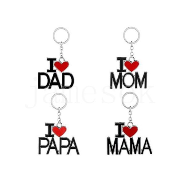 Lettre créative Keychain Pendant Family Keyring Mom and Dad Metal Kechechains Decoration Key Chain Parents Gift DE079
