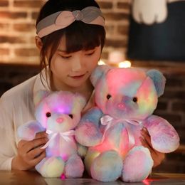 Creatief Light Up Led Teddy Bear Kleurrijke gloeiende beer Plush Luminous Toy Gebouwd Dier Soft Doll For Kids Girls Kerstcadeau 23122222