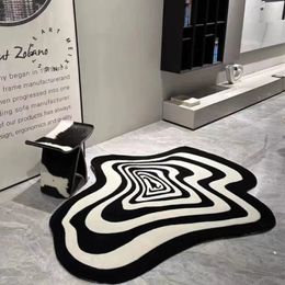 Creatieve woonkamer tapijt zwart en wit gestreepte huizendecoratie slaapkamer tapijt donzige pluche kinderen speelmat aangepaste maat 231221