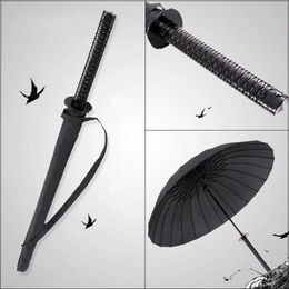 Grand parapluie coupe-vent créatif à manche long, épée de samouraï japonais, style Ninja, soleil, pluie, parapluies droits à ouverture automatique 0928303J