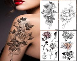 Creative Lotus Snake Tattoos Tattoos para mujeres Piernas de arte del cuerpo 3D Piernas TATOO TATOO TATTOOS FALSO DEL NEGRO IMPRESIONES1768755