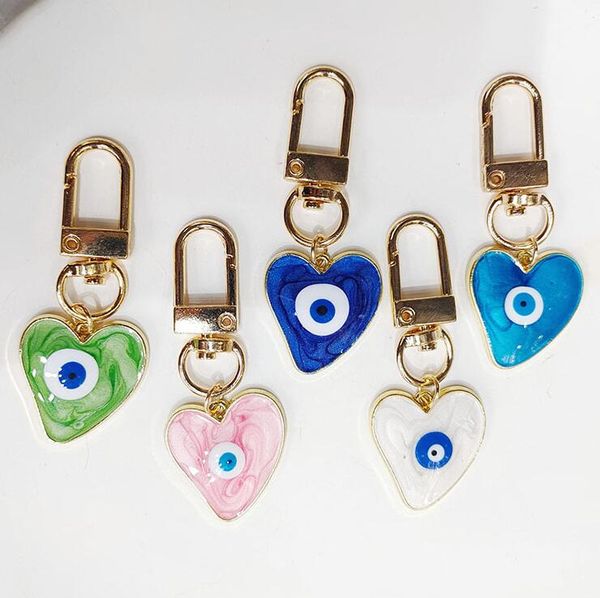 Amour créatif bleu mauvais œil porte-clés pendentif allié gouttes d'huile oeil du diable coeur sac voiture porte-clés bijoux accessoires