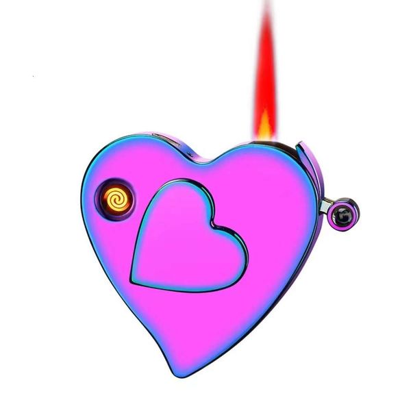 Creative Love Heart Electronic Light Forproofroping Red Flame Cigarette Fumet Fumer Custom Custom