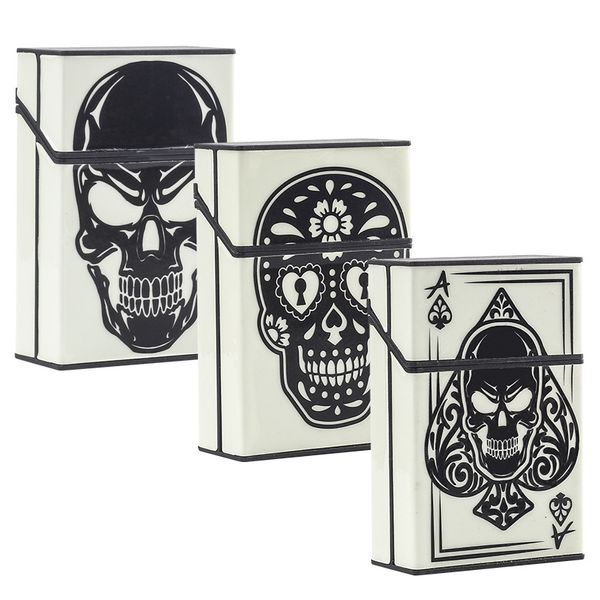 Caja de cigarrillos con calavera luminosa creativa, caja de humo, soporte portátil para tabaco, contenedor de 20 cigarrillos, accesorios para fumar