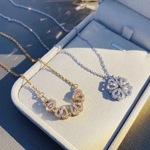 Créatif magnétique pliant en forme de coeur trèfle à quatre feuilles pendentif collier bijoux populaires deux façons de porter un cadeau de fête inhabituel