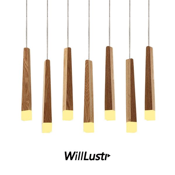 Creative Matchstick Pendentif Lampe Bois LED Suspension Lumière Salle À Manger Salle De Réunion Bureau Bar Comptoir Acrylique Éclairage Suspendu