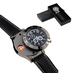 Reloj creativo para hombre, reloj recargable, encendedor eléctrico, reloj de Metal USB, encendedores de antorcha de cigarrillo