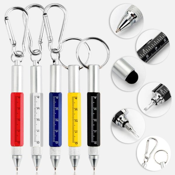 Herramienta de bolsillo de metal creativo de metal Herramienta multifunción Multifunción 6-in-1 Pantalla táctil Hebilla de montañismo Pen a pequeña escala DH656