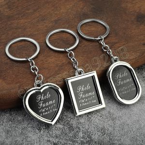 Creatief metaal fotolijst sleutelhanger sleutels sleutelhouder mannen vrouwen hart vierkant ronde ovale sleutel ketens ringen charm tas cadeaus