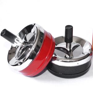 Creative Metal Plastic Round Ashtray Ash Tray with Lids Press Rotary Portable Cigarette Holder Car Ashtray Gift