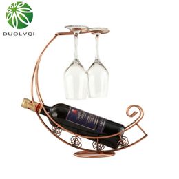 Creative Metal Wine Rack Hanging Glass Holder Bar Stand Support Display Decor 220615