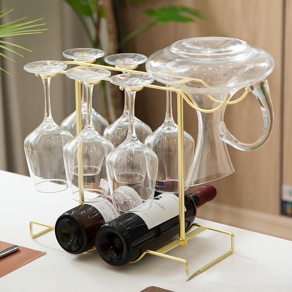 Estante de vino de Metal creativo, soporte de cristal colgante, soporte de barra, decoración de exhibición 220509