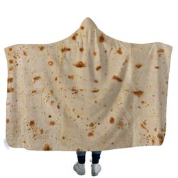 Couverture à capuche Tortilla mexicaine créative Couverture douce et chaude pour enfants avec capuche Sherpa Fleece Snuggle Couvertures portables pour enfants 130262B
