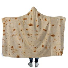 Couverture à capuche Tortilla mexicaine créative, couverture douce et chaude pour enfants avec capuche en polaire Sherpa, couvertures portables pour enfants 130190E