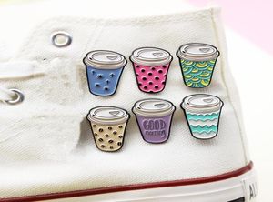 Tasse de thé au lait créative broches ensemble 6 pièces dessin animé coloré vague lettre nuages peinture insignes pour filles alliage broche Denim chemise mode J8628240