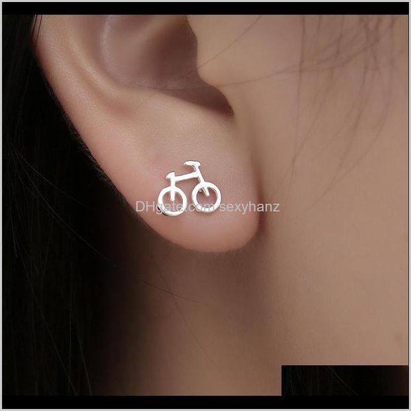 Creativo Mini bicicleta Stud aleación de Metal Sier plateado bicicleta pendientes mujeres viaje Simple oreja anillos accesorio joyería regalos Wufnt