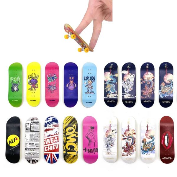 Skateboard creative mini dedo diapasón colorido skatepark arce doble balancín deportivo y tablero de tobogán de palma 240327