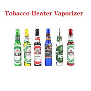 Creativo Mini pipa para fumar Aleación de zinc Metal Popular Botellas de cerveza Patrón Calentador de tabaco Vaporizador para hierba seca Tabaco Agua Tubos de mano al por mayor