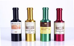 Creatieve mini -tabakspijp metaal Demonteerbare rookpijpen gekleurde wijnflesvorm Rookpijpen Rookaccessoires Menwomen 2527550