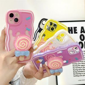 Creatieve mobiele telefoonhoesjes voor vrouwen iPhone 11 12 13 Pro Max 14 Max XS XR X Silicone Soft Shell Air Bag Anti-Fall 30 Style Cartoon Stand
