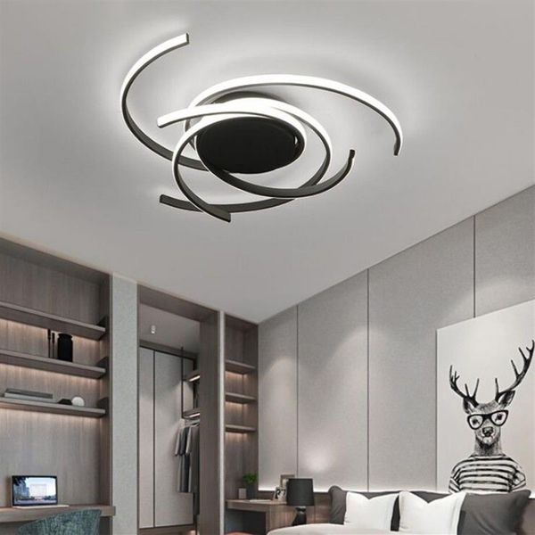 Luces de techo LED modernas y creativas para sala de estar, dormitorio, estudio, balcón, iluminación interior, lámpara de techo de aluminio blanco y negro L172I