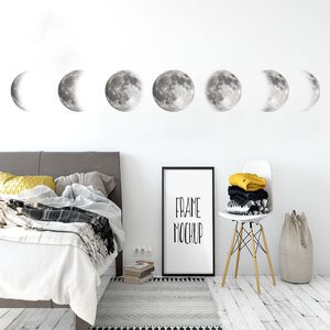 Pegatina de pared 3D de fase lunar creativa, decoración de pared de salón para el hogar, arte Mural, calcomanías para niños, dormitorio, decoración de fondo, pegatina de Luna