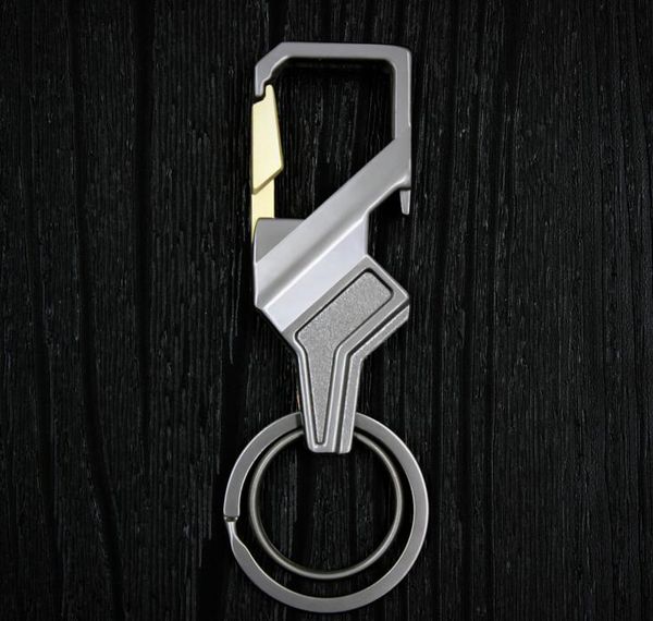 Ouvre-bouteille en métal multifonctionnel créatif porte-clés porte-clés hommes Double anneau porte-clés pour cadeaux personnels