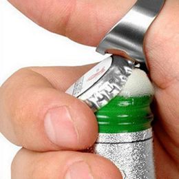 Draagbare zilveren kleur roestvrij stalen bierflesopener bar tool finger ring bottel gunsten (24 mm-22mm)