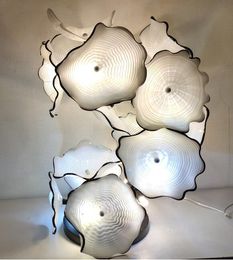 Creatieve Murano Lampen Platen Vloerlamp Bloem Ontwerp Glas Art Sculpture Standing Lightings Modern Decor in White Color