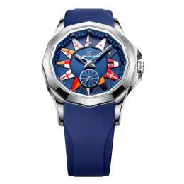 Montre à Quartz drapeau nautique créatif pour hommes, chronographe, calendrier, montre de Sport militaire, bracelet en Silicone souple, horloge étanche