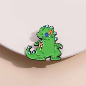 Créative New Green Dinosaur en forme de dessin animé Animal Emblem Personnalize Design Backpack Hat Decoration exquise