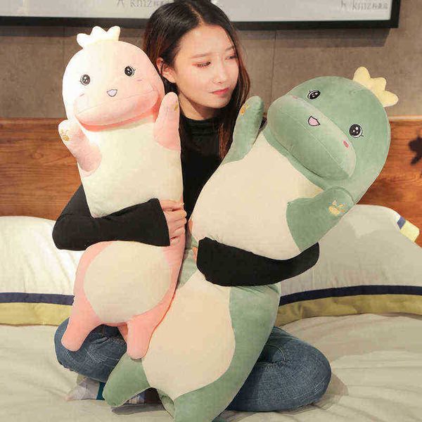 Creative New Kawaii Sleeping Long Dinosaur Doll Cuddles Office Duffel Pillow Juguetes para ldren Cute Cuddle Girl Gifts J220729