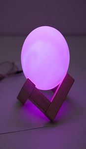 Nuevo estilo creativo Base de madera 7 colores cambiables bola redonda Led luces de noche lámpara decoración lámparas de mesa al lado de Lighting7495903