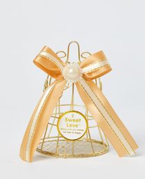 Boîte à bonbons de mariage créative, nouvelle boîte à bonbons creuse dorée en forme de cage à oiseaux, fournitures de mariage en fer blanc