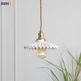 Creative Nordic LED Pendentif Lumières Céramique Abat-Jour Hanglamp Vintage Loft RH Suspension Luminaire Rétro Éclairage À La Maison Lampes