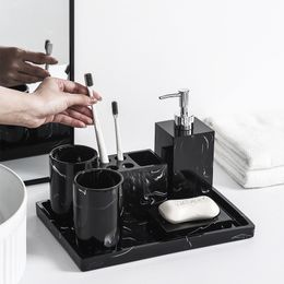 Ensemble de salle de bain à motif marbre, style nordique créatif, ensemble de lavage en Six pièces, Kit de salle de bain modèle d'hôtel
