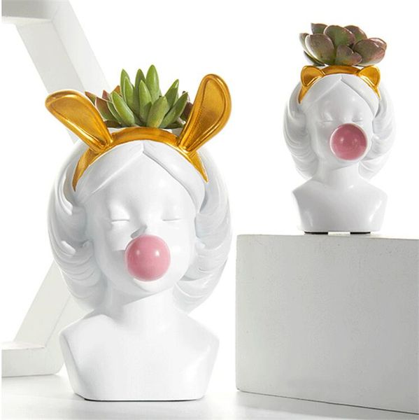 Creative style nordique vase en résine fille mignonne pots de fleurs décoratives belle décoration Art moderne Arrangement de fleurs en pot Vase