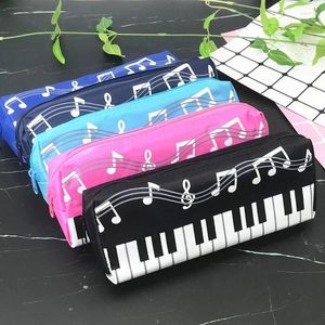 Trousse à crayons carrée monocouche en tissu Oxford pour étudiants, nouveauté créative, sac à stylos pour filles et garçons, pochette de papeterie pour notes musicales et Piano