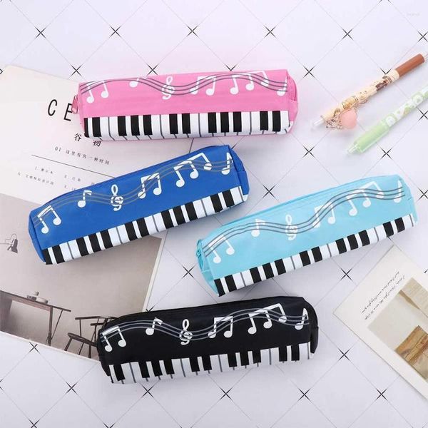 Novedad creativa, estuche para lápices para estudiantes, bolsa cuadrada de tela Oxford de una sola capa para nota Musical, diseño de Piano, suministros de papelería