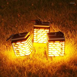 Creative extérieur solaire IP55 pelouse lampe clignotant flamme lumière étanche pour la maison jardin bureau barre décoration de fête de mariage