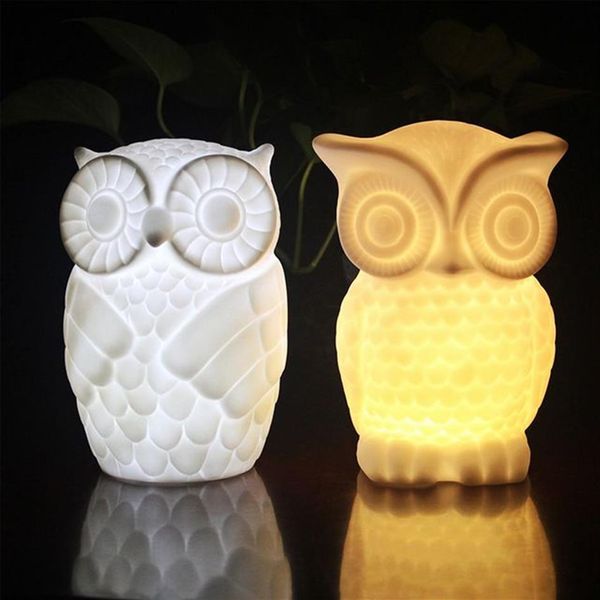 Creative Owl LED Night Light New Strange Bedroom Bedside Lamp Electronic Home Products Gift Persuhinglights Lighting226y