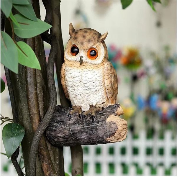 Creative Owl Statue Oiseau Figurine Arbre Hugger Décor Suspendu Résine Ornements Jardin Simulation Animal Cour Décoration Murale 240318