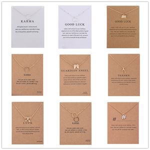 Creatieve papieren kaart hanger kettingen dames wensende bot wint gouden sleutelbeen ketting ketting sieraden bulkprijs