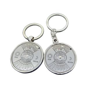 Creatief feest Gundelcadeaus 50 jaar eeuwigdurende kalender Keychain Sun Moon Compass Valentijnsdag paar Gift Metal Key Chain Pendant fles opener Dh661